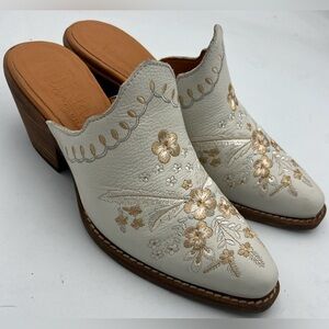 DINGO Wildflower Leather Western Embroidered Mules Shoes Women’s Size 7.5M NEW